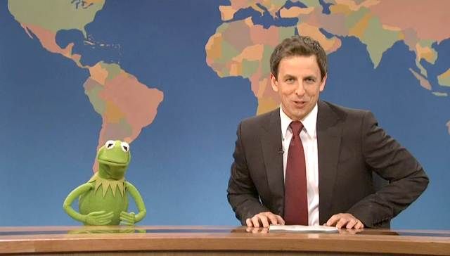 Kermit the Frog joined Seth Meyers during "Really?!?!?! With Seth and Kermit. Topicâpizza is now a vegetable: